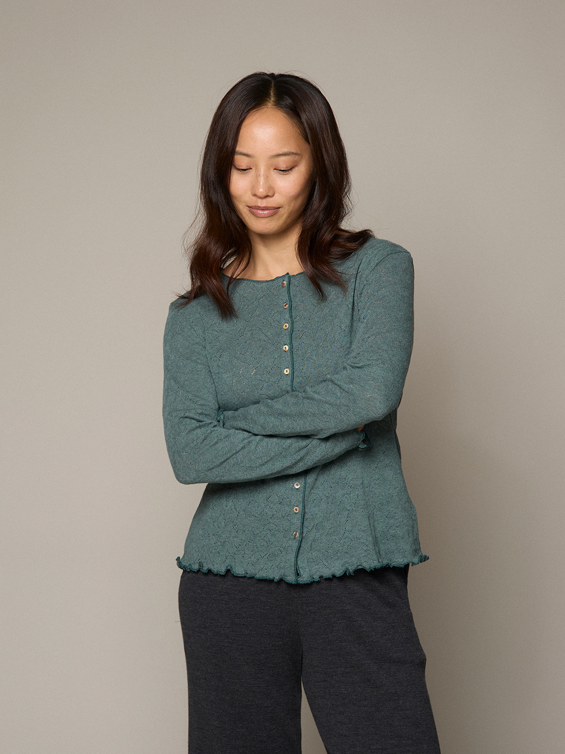 Cardigan jacquard organic cotton